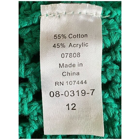 Jessica London Green Open Knit Crochet Short Sleeve Cardigan Sz 12 - Picture 7 of 8